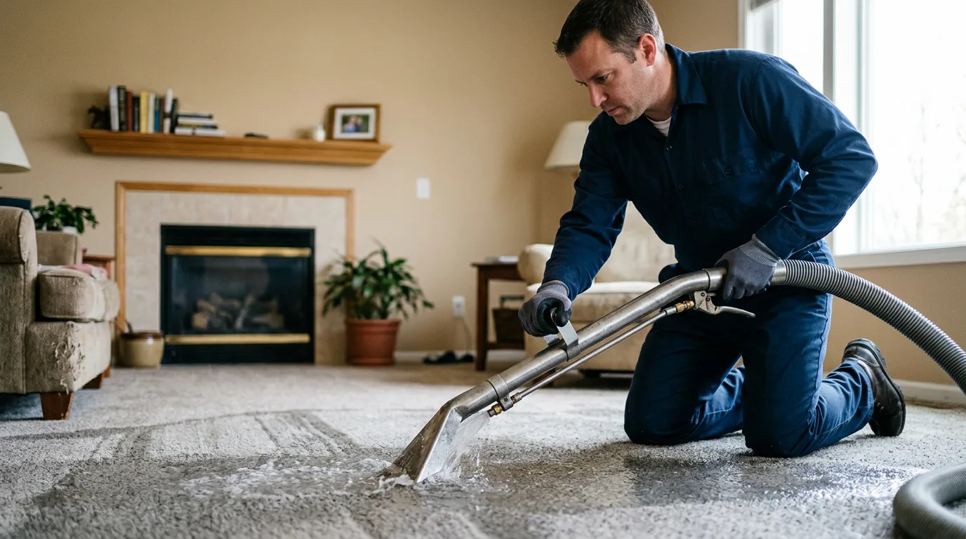 Water damage restoration technician working near Devine, TX